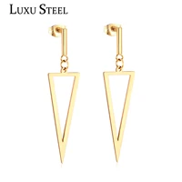 luxusteel pendientes mujer small earrings stainless steel gold color triangle geometry drop earring fashion jewelry trendy