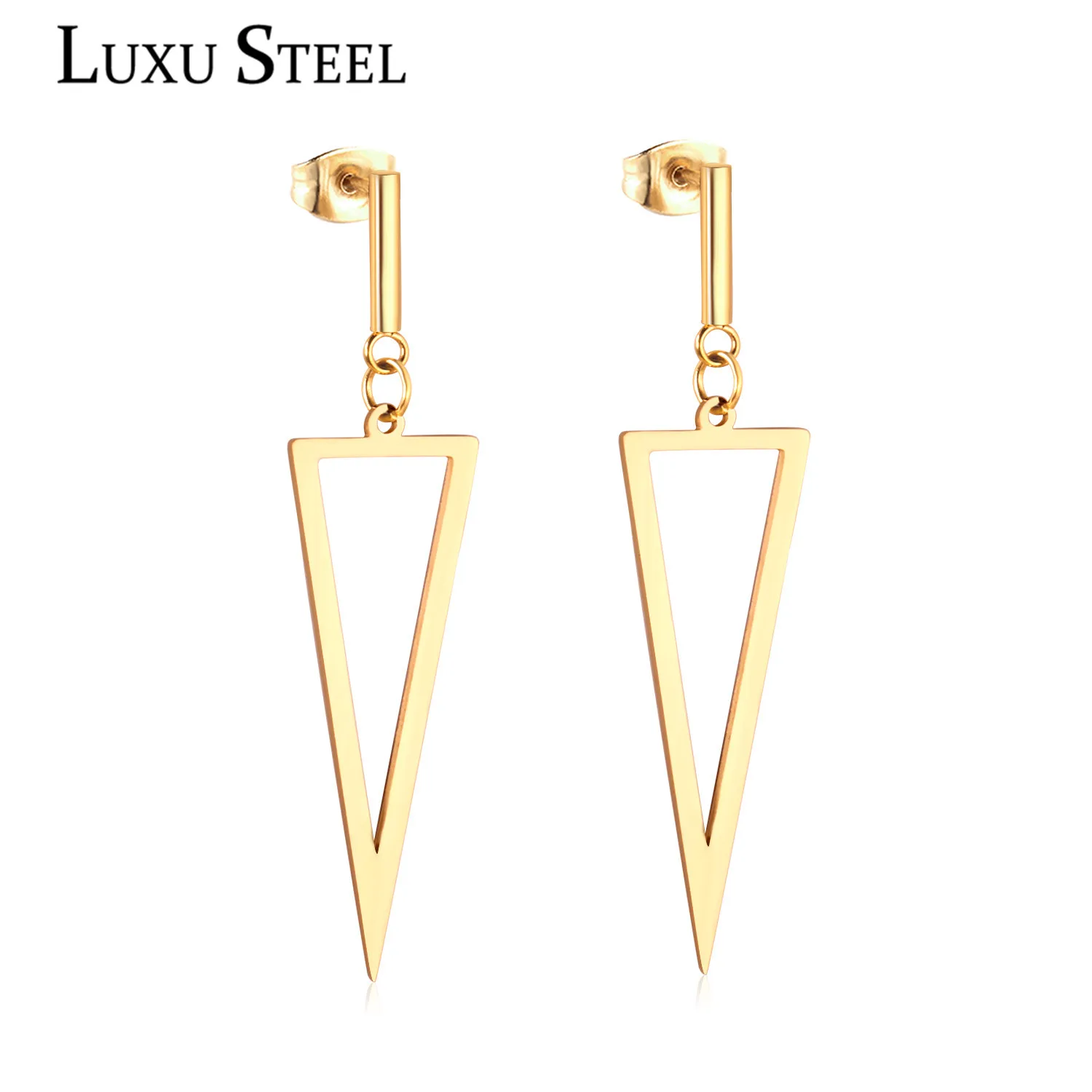 Женские маленькие серьги LUXUSTEEL из нержавеющей стали золотые треугольные