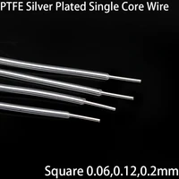 1m5m square 0 06 0 12 0 2 mm single core ptfe silver plated wire high purity ofc copper cable hifi audio speaker headphone diy
