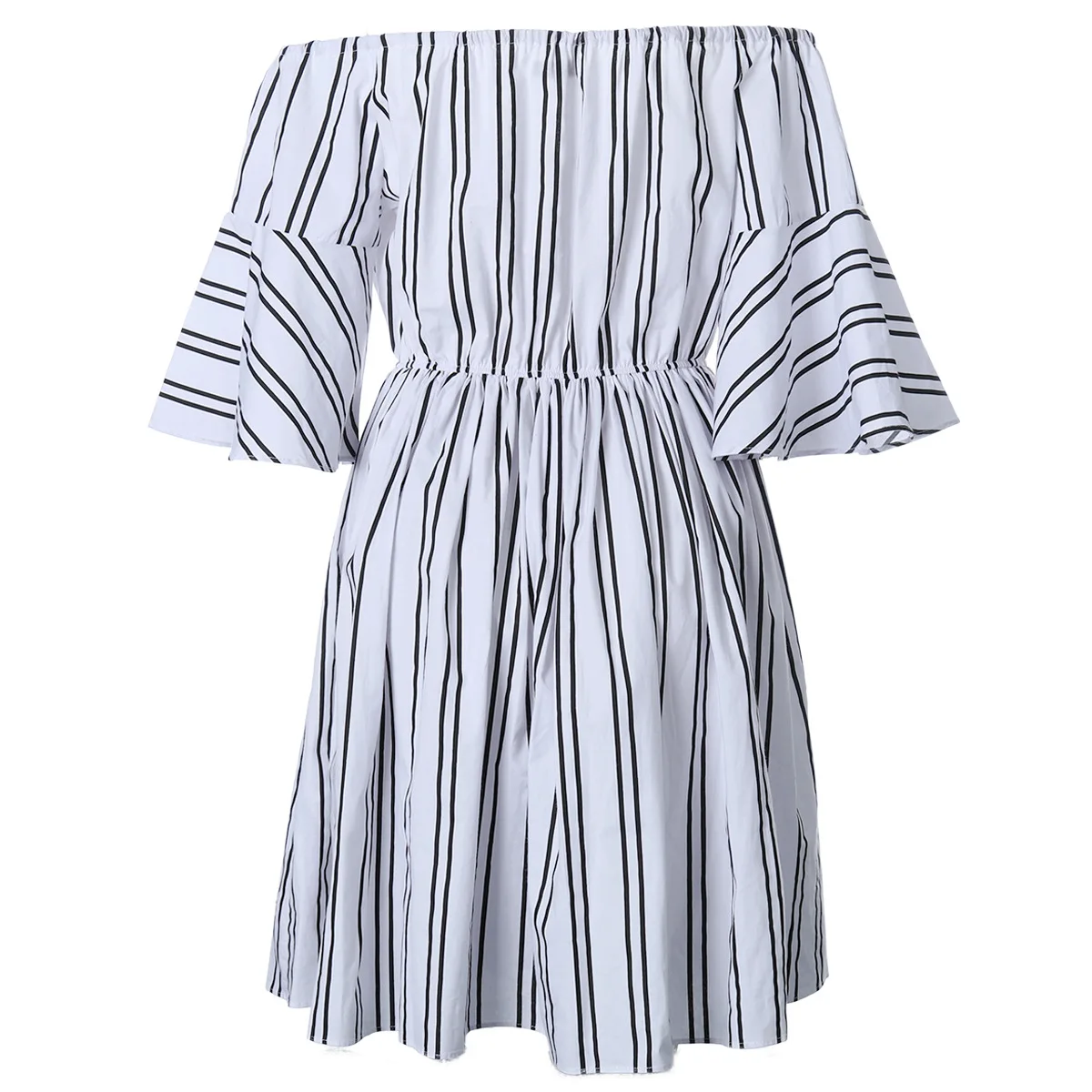 

Print Women Dress Vintage Women Summer 2020 Print Clothing Plus Size Dress Flared Sleeve Mid-length Waist