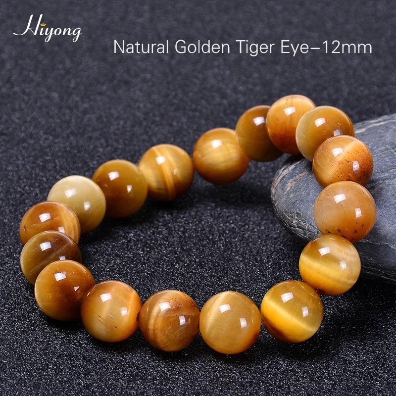 Tiger Eye Stone-12 Браслет Будды, золотой камень тигровый глаз, браслеты из натурального камня, круглые бусины, эластичность, веревка, браслет для мужчин и женщин, ювелирные изделия для йоги - Metal Color: Tiger Eye Stone-12
