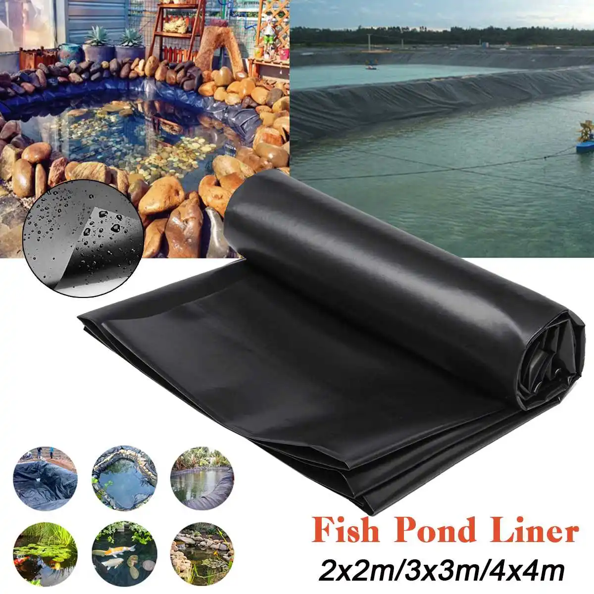 4 Size Black Fish Pond Liners Home Garden Pool Reinforced HDPE Heavy Duty Landscaping Pool Pond Waterproof Liner Cloth Thickness
