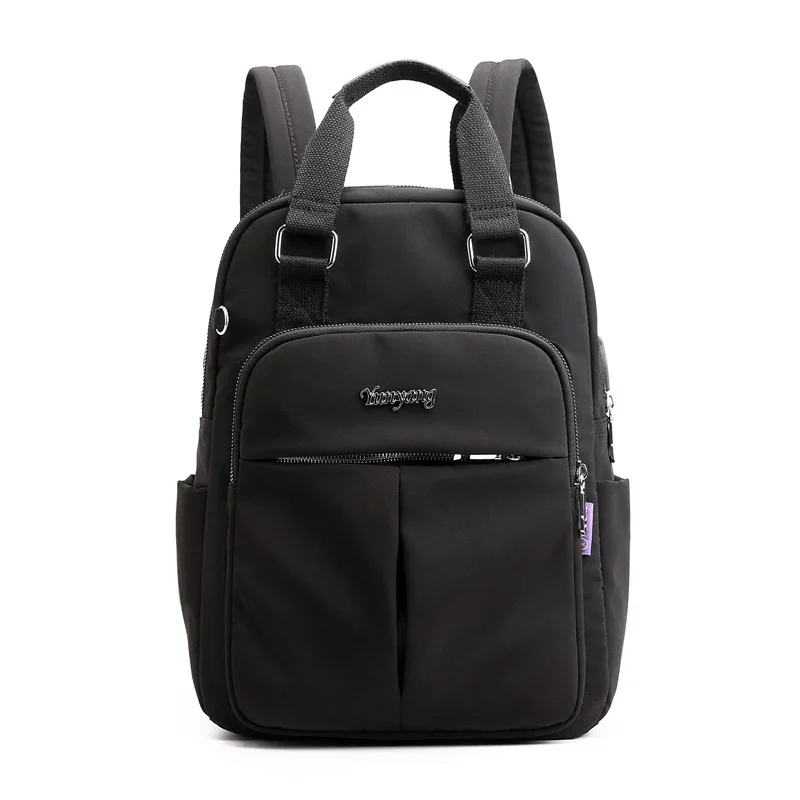 Black backpack Вместительные женские рюкзаки от известного бренда с USB, одноцветные школьные сумки для подростков, модные женские рюкзаки с несколькими карманами - Цвет: Black backpack