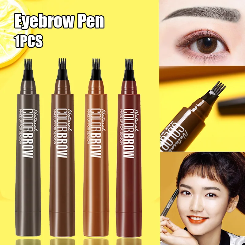 

4 Points Eyebrow Pen Waterproof Fork Tip Long Last Sweat-proof Eyebrow Pencil 4 Color Eyes Makeup Fork Tips Eyebrow Pen