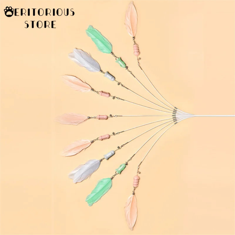 

Cat Teaser Stick Light Feather Bell Interactive Cat Toy Collapsible Wand Pet Retractable Refill Replacement Catcher Cat Product