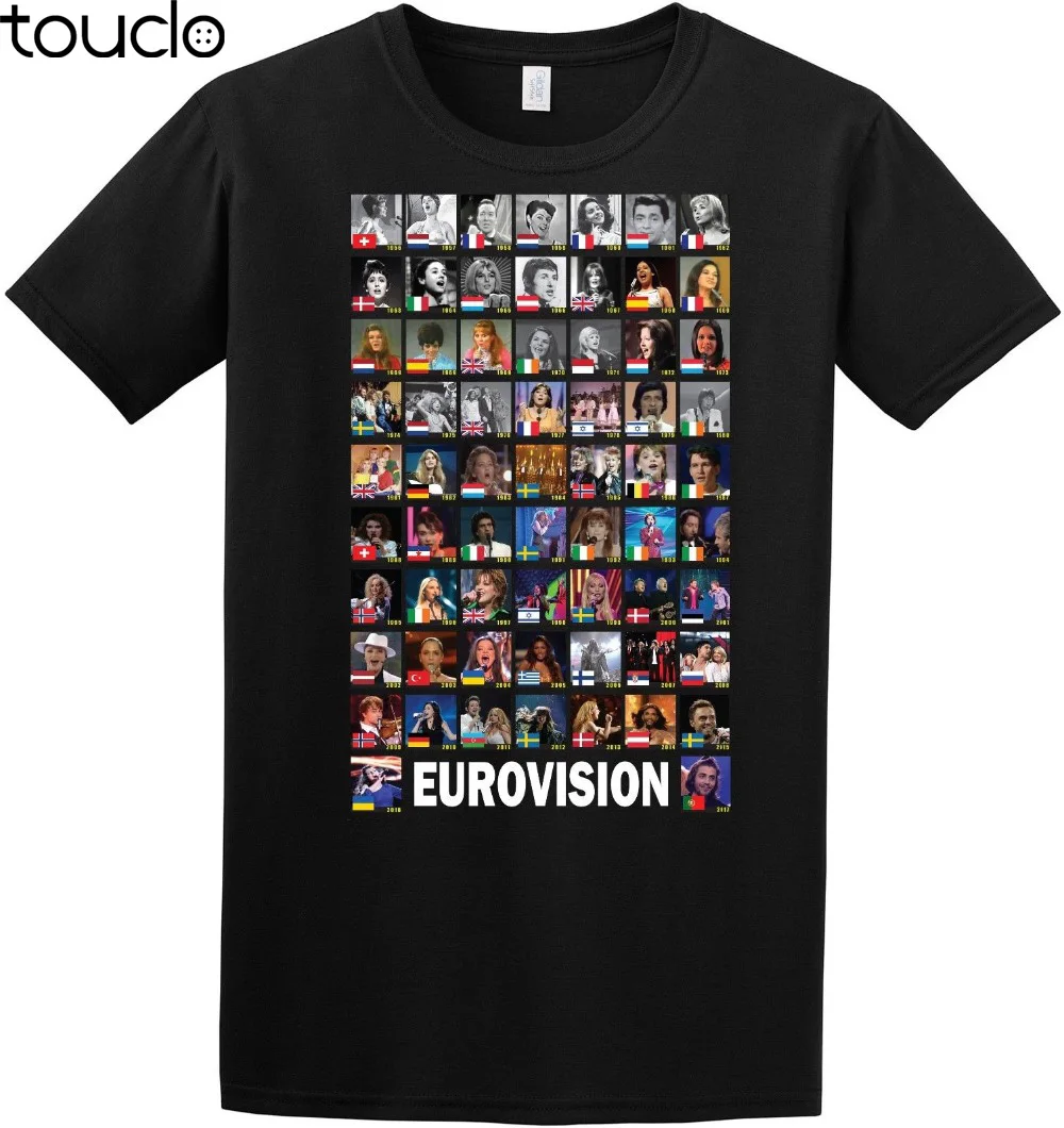Новая летняя стильная футболка с изображением победителей EUROVISION 1956-2017 футболки |