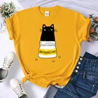 Меховые футболки с принтом кошек и антидепрессантом, женская спортивная брендовая футболка, свободная повседневная одежда, дышащая футболка с рисунком, женская