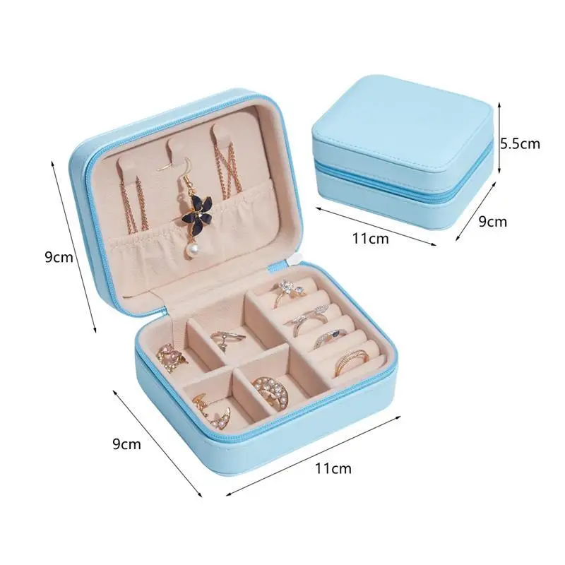

2021 Universal Jewelry Organizer Display Travel Jewelry Case Boxes Portable Jewelry Box Button Leather Storage Zipper Jewelers
