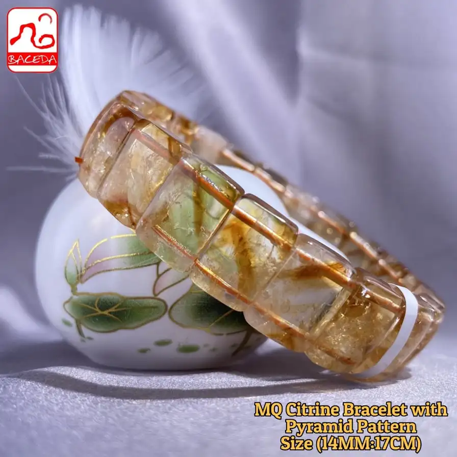 

Baceda Natural Crystals of MQ of Citrine with Pyramid Pattern Bracelet for November and its good for business,can attract wealth