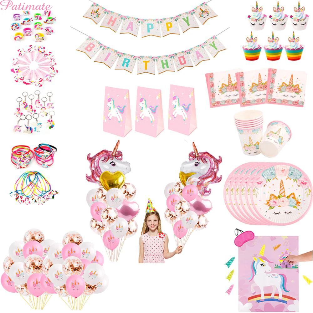 PATIMATE единорог украшение для дня рождения вечеринки воздушные шары маленьких
