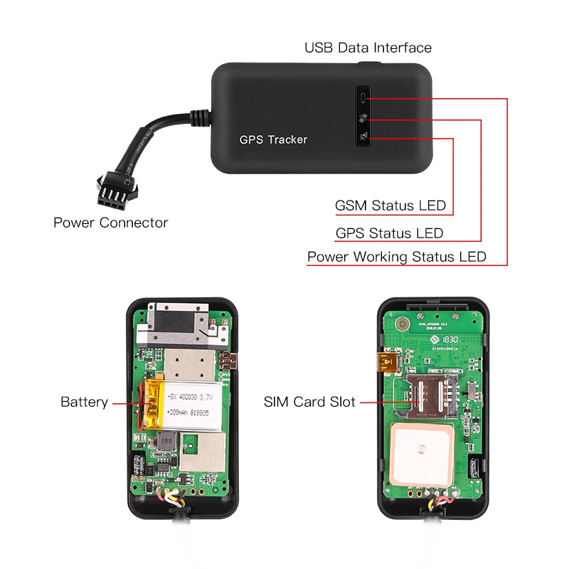 GT02A мини GPS трекер автомобильный GSM GPRS отслеживание глобальная Google link в реальном
