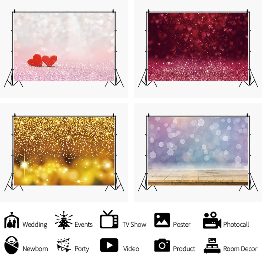 

Beautiful Yellow Pink Heart-shaped Spot Backdrops Artistic Photos Background Decorations for Gathering Party Photography Props