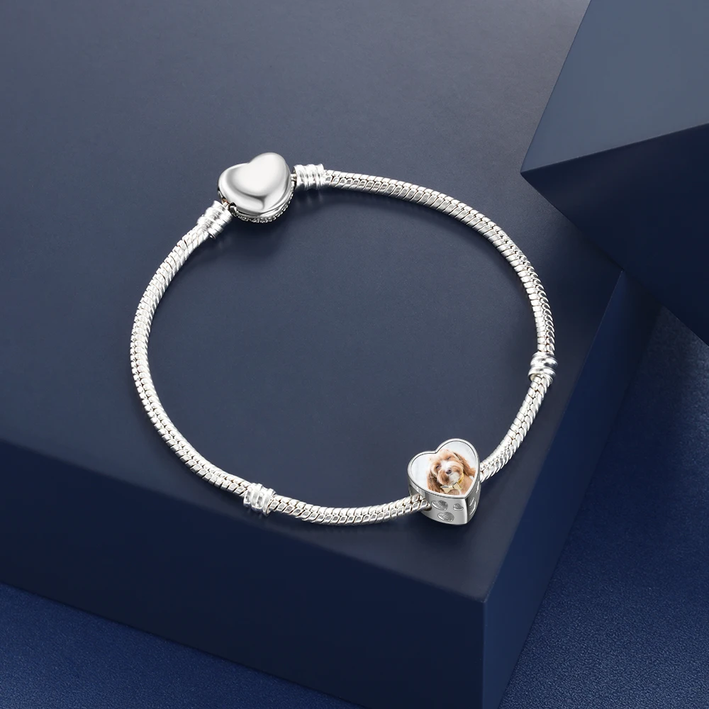 Шарм бусина из серебра 925 пробы в виде сердца|Другие индивидуальные ювелирные