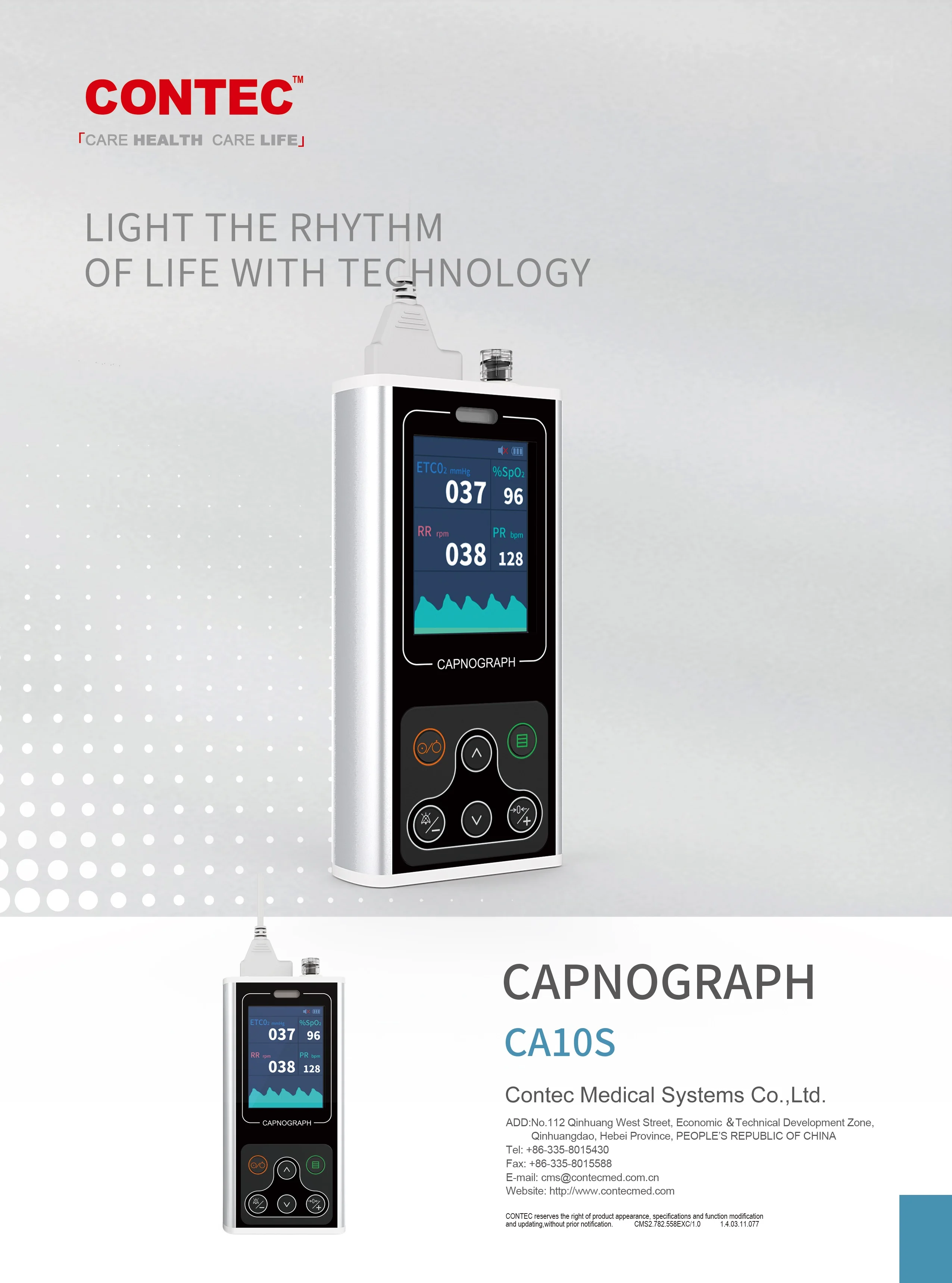 End-tidal CO2 CONTEC CA10S Capnograph ETCO2+PR+RESP rate+SPO2 respiration Chargeable adult child human use & Veterinary | Красота и