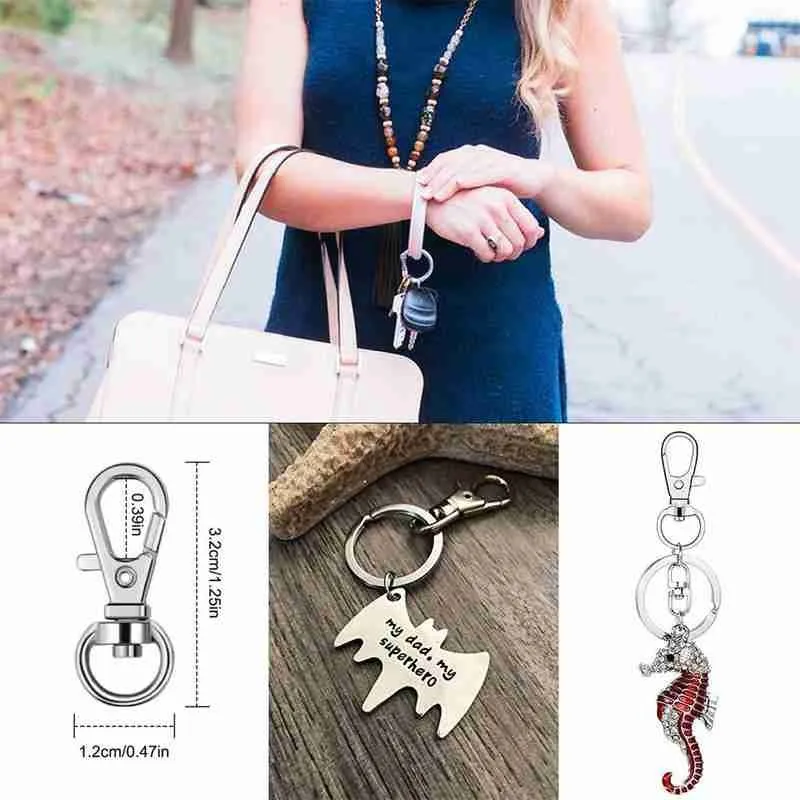 

10pcs/set Keychain Hanging Buckle Alloy Key Ring Rings Swivel Lobster Lanyard Closures Hooks Claw Split Diy Rings Snap Key M4W1