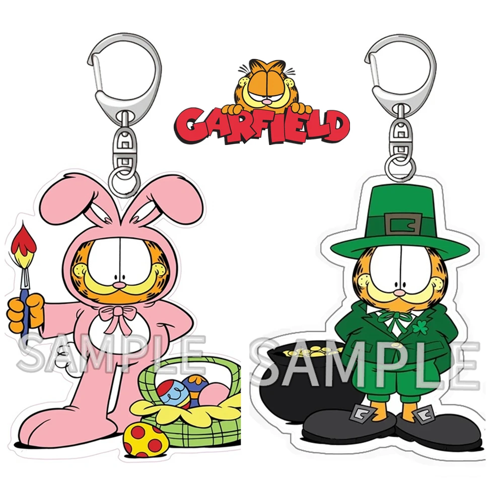 Забавный мультяшный брелок Garfield двусторонний для косплея акриловый кулон женщин