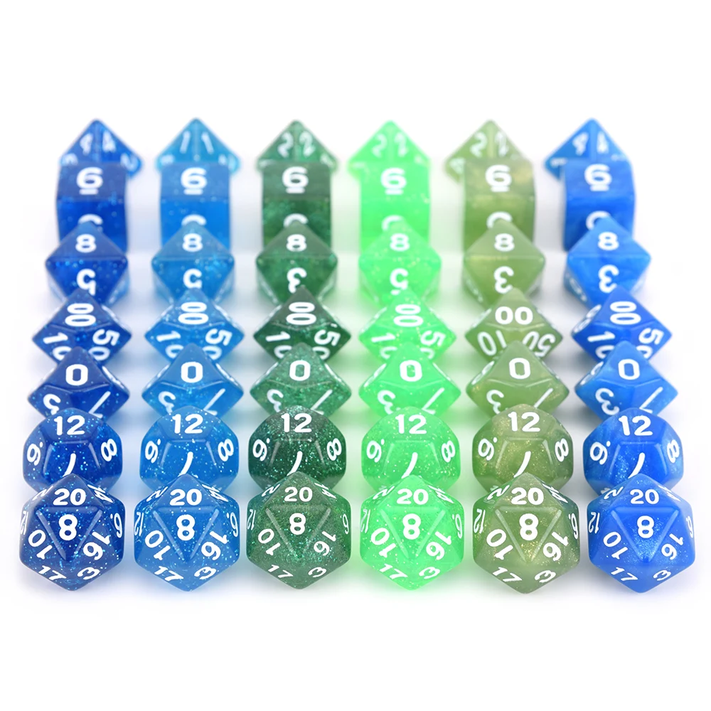 Блестящие многогранные игральные кости 7 шт./компл. набор костей для ролевых игр d4