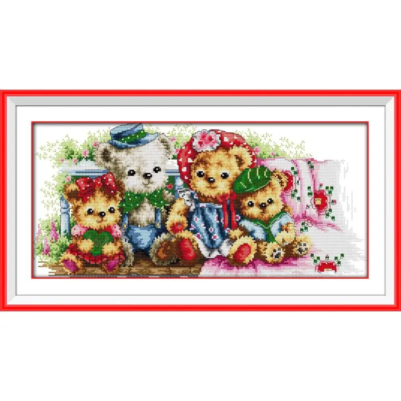 Joy Sunday A Teddy Bear семейная детская комната милый мультфильм вышивка крестиком печать