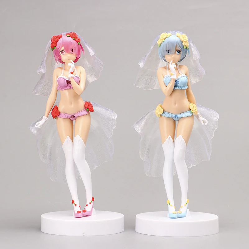 

24CM Swimwear Wedding dress Anime cake Re:Life in a different world from zero Brianna Knickerbocker Rem doll Model toys Gift