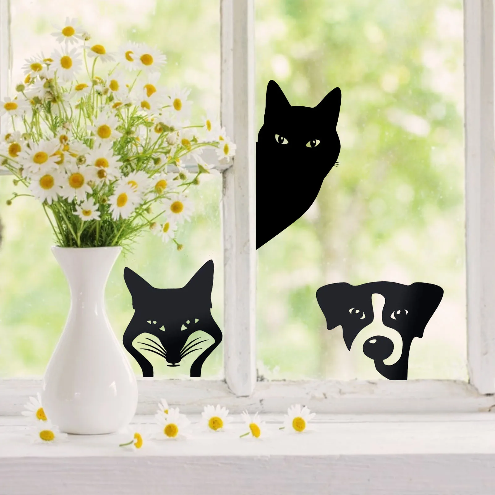 Черная кошка собака лиса Стикеры стены оконная дверная наклейка для мебели