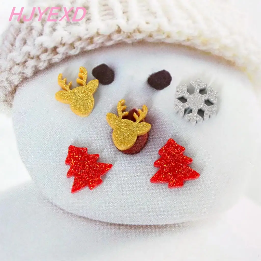 (20 шт.) 12 мм рождественские серьги гвоздики (без задней части) Акриловые с елкой