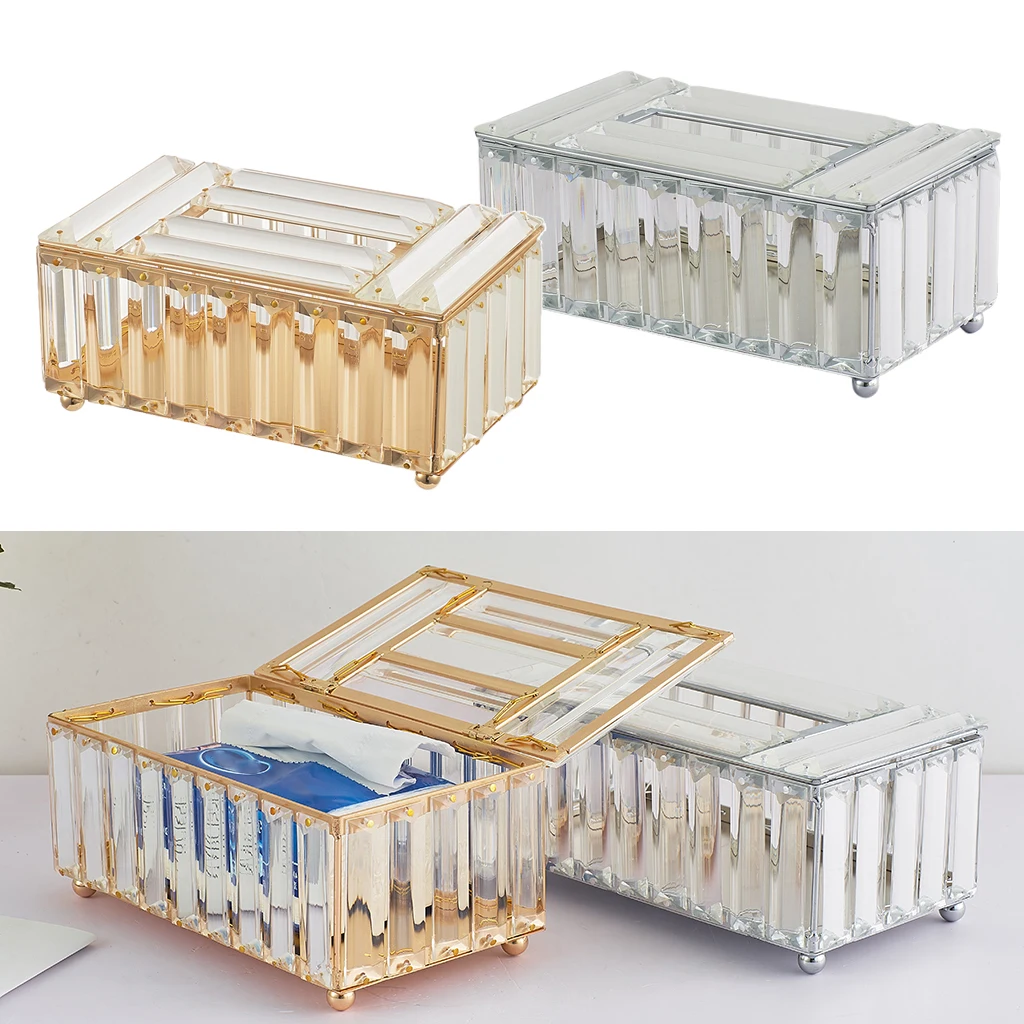 

Tissue Box Crystal Napkin Holder Paper Storage Container For Hotel Home Bar
