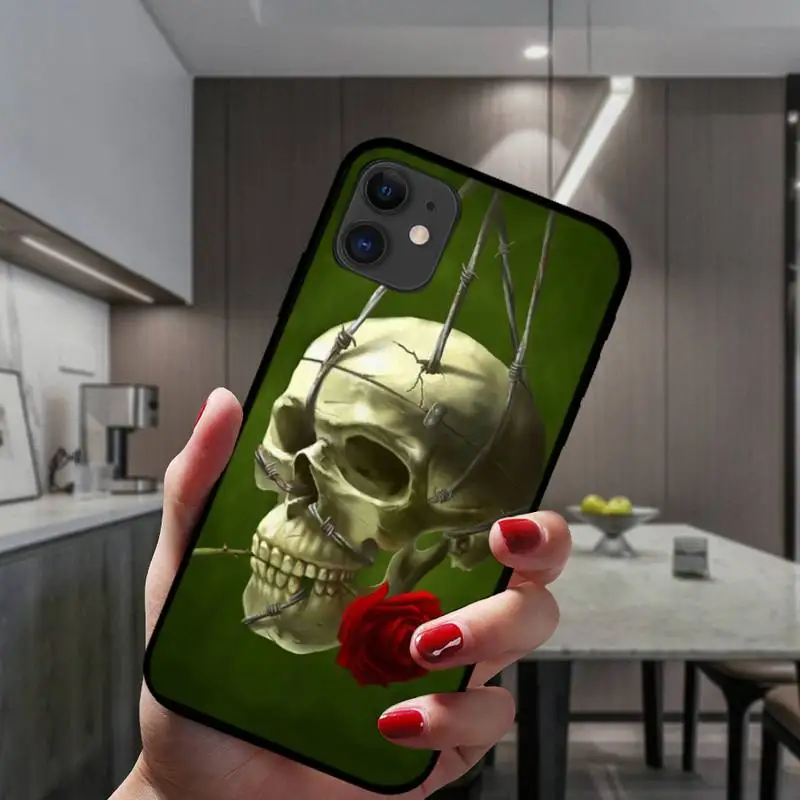 

Flower Skull Shell Phone Case For IPhone 6 6s 7 8 Plus X Xs Xr Xsmax 11 12 Pro Promax 12mini