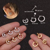 1pcs cz moon circles zircons ear cartilage helix piercing jewelry earring tragus rook snug ear piercing body jewelry