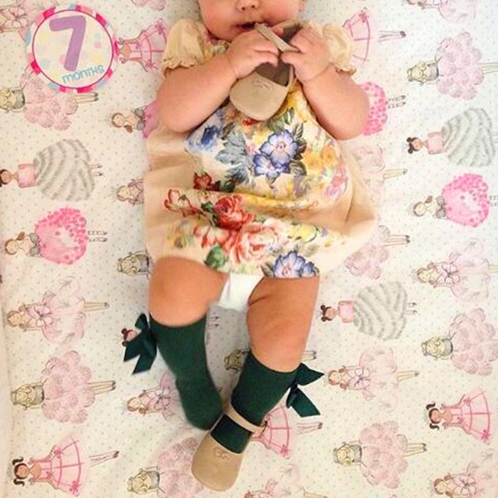 

Baby Girls Knee High Socks Classic Solid Color Cotton Socks With Velvet Bow For Infants Multi-Color Skin-Friendly 3-36M Hot Sale