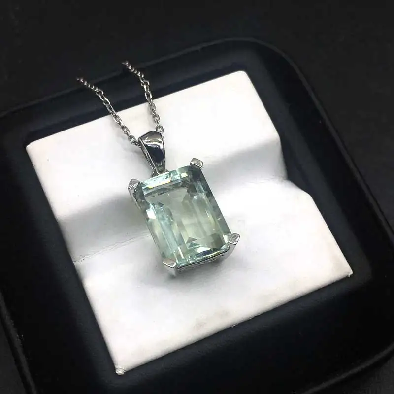 Женский элегантный кулон с зеленым аметистом CSJ натуральный драгоценным камнем 6