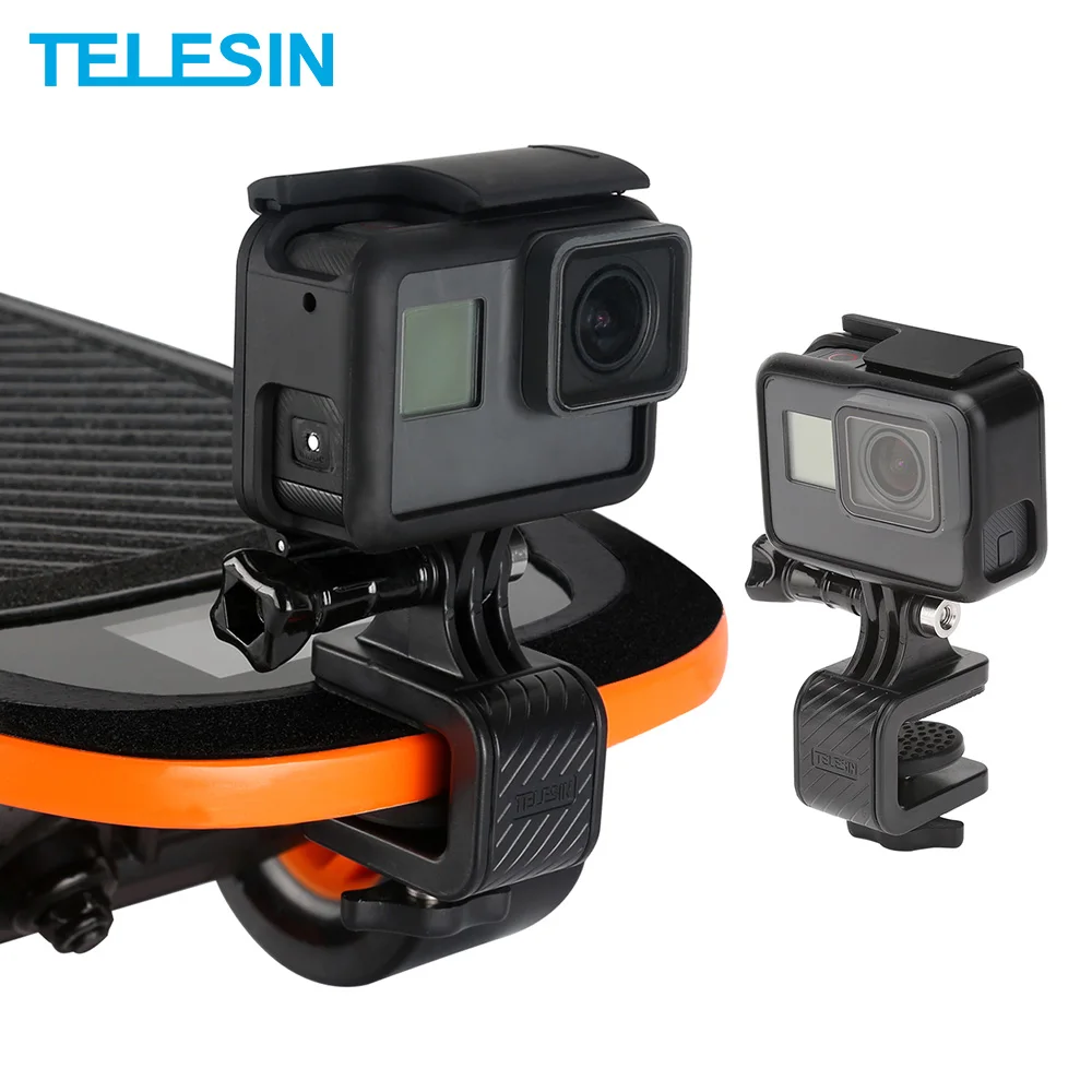 Держатель для скейтборда TELESIN подставка с зажимом экшн камеры GoPro Xiaomi YI EKEN DJI Osmo