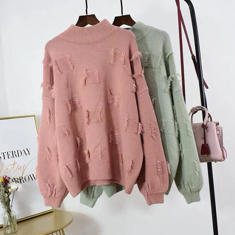 

Hirsionsan Women Sweater Autumn Winter 2019 Vintage Knitted Warm Oversize Pullover Casual Pullover Korean Fashion Femme Clothes