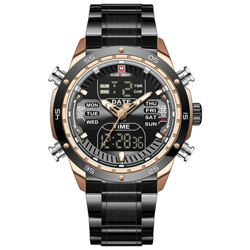Часы наручные KADEMAN Мужские кварцевые многофункциональные водонепроницаемые с