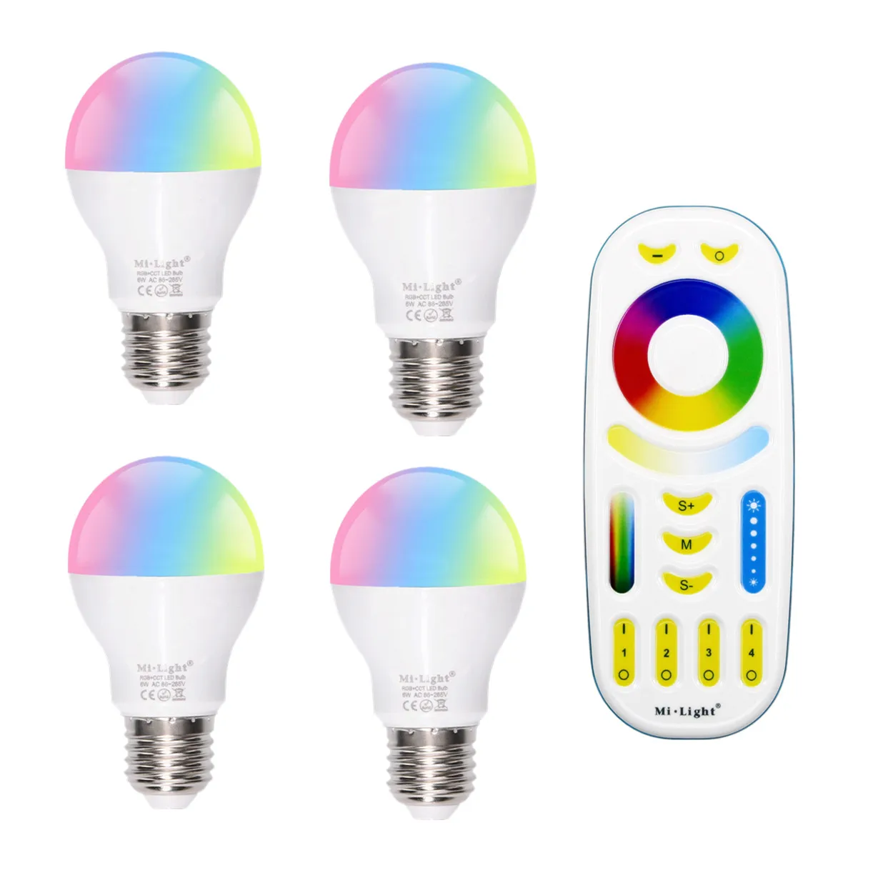 

MiLight LED lamp E27 6W RGB + CCT Mi Light LED bulb AC 85V-265V 2.4G RF Wifi Remote Control Smart Bulb Night Atmosphere lighting