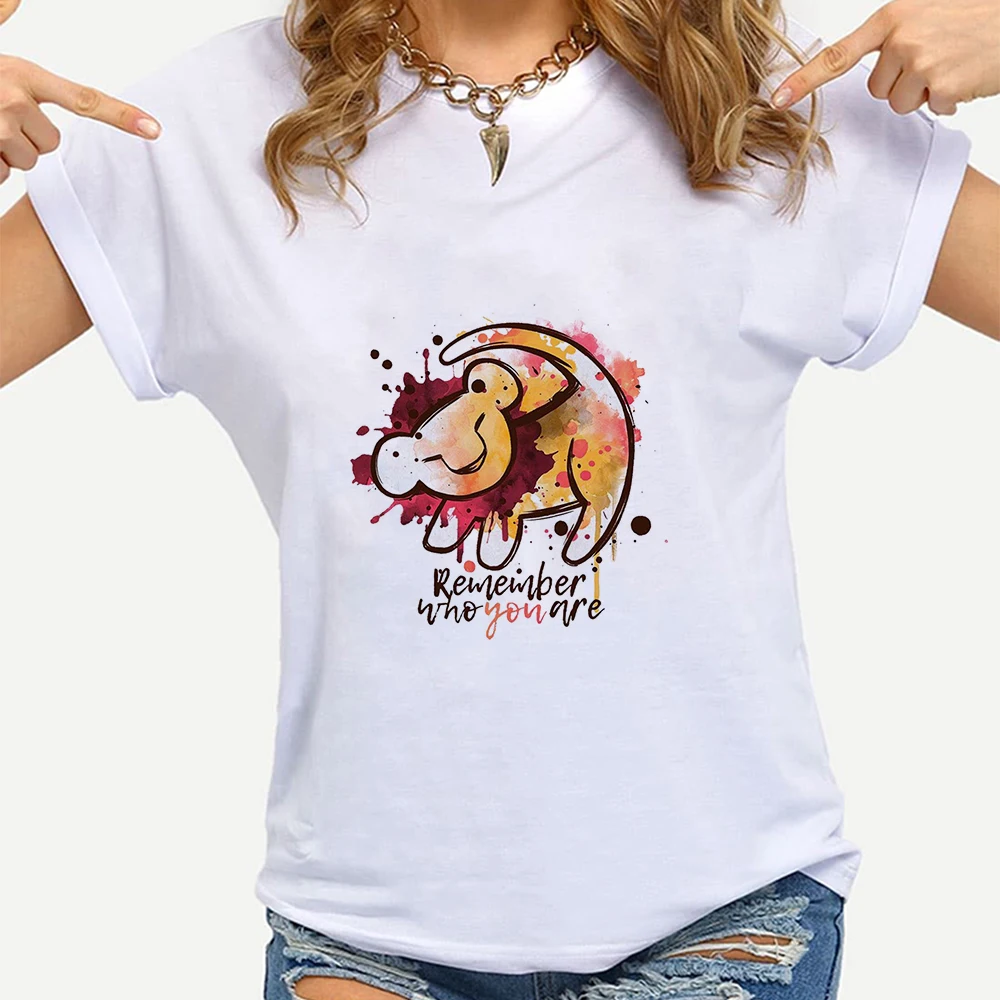 

Disney Simba Female Clothing The Lion King Womens T Shirt Remember who you are Print Aesthetic O Neck Tops Casual White Tees