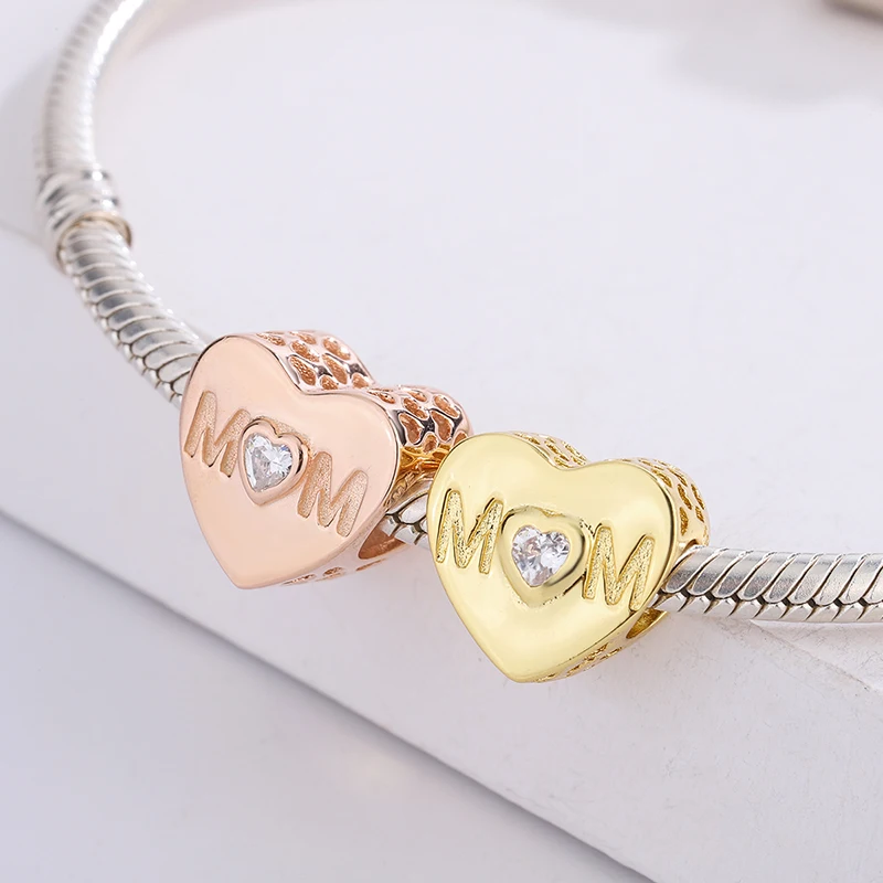 

Fashion Jewelry Making 925 Sterling Silver Signature Heart Mom Charms Bracelets Beads For Womans Fits Original Bracelets