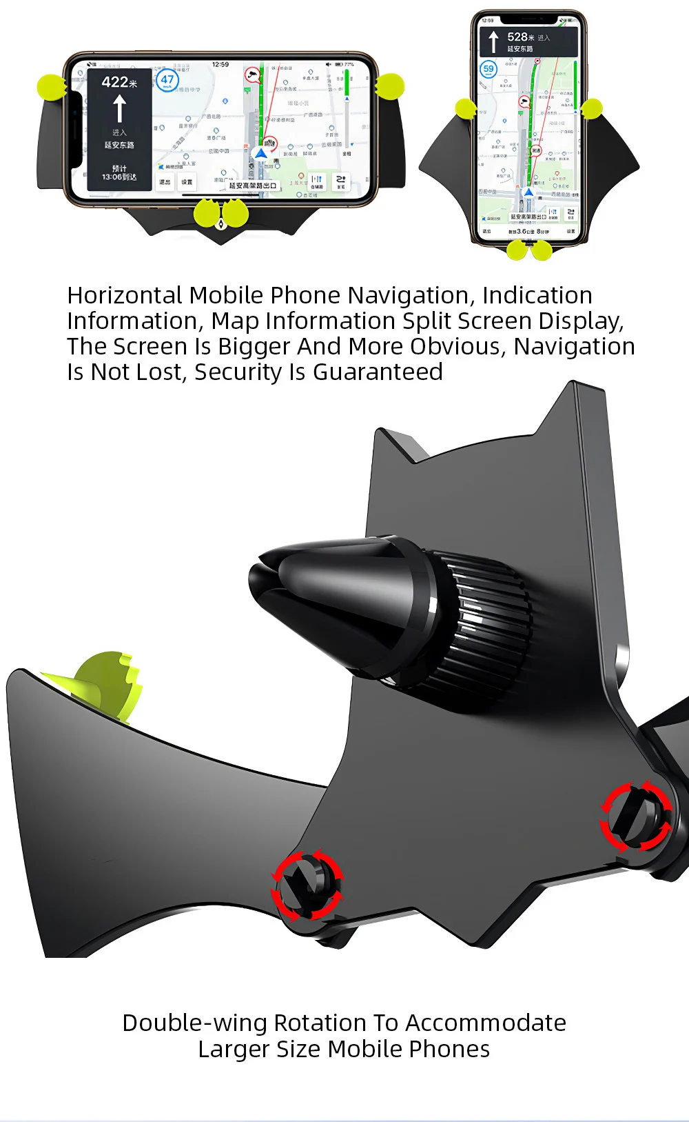 Милый безопасный держатель для телефона для iPhone XS X XR Air Vent Clip Mount No Magnetic держатель на присоске приборной панели