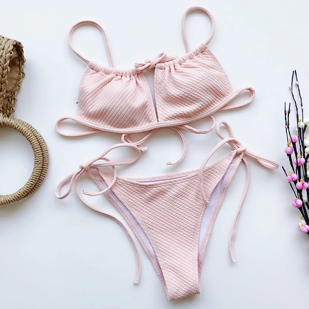 Swimming Suit 2020 Women's Bikini Solid Set Swimsuit Two Piece Filled Bra Swimwear Beachwear Biquini Maillot De Bain Femme | Женская