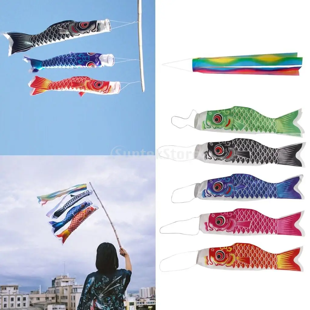 40cm Japanese Carp Windsock Fish Flag Kite Nobori Koinobori Garden Hanging Decor |