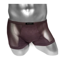 peajoa brand shorts mens sexy men underwear boxer trunks with gauze mesh patchwork man cotton underwear high quality slip undies