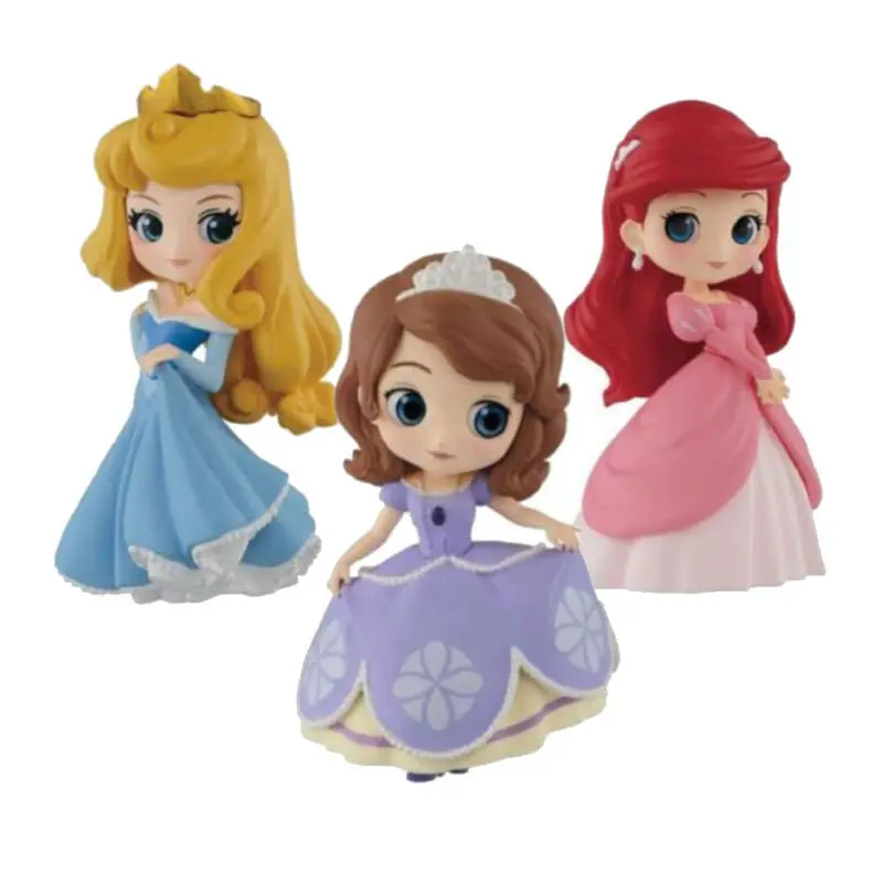 

3pcs/lot Disney Princess Q Posket 8cm figure toys Jasmine Ariel Alice cake decoration kids birthday christmas gift