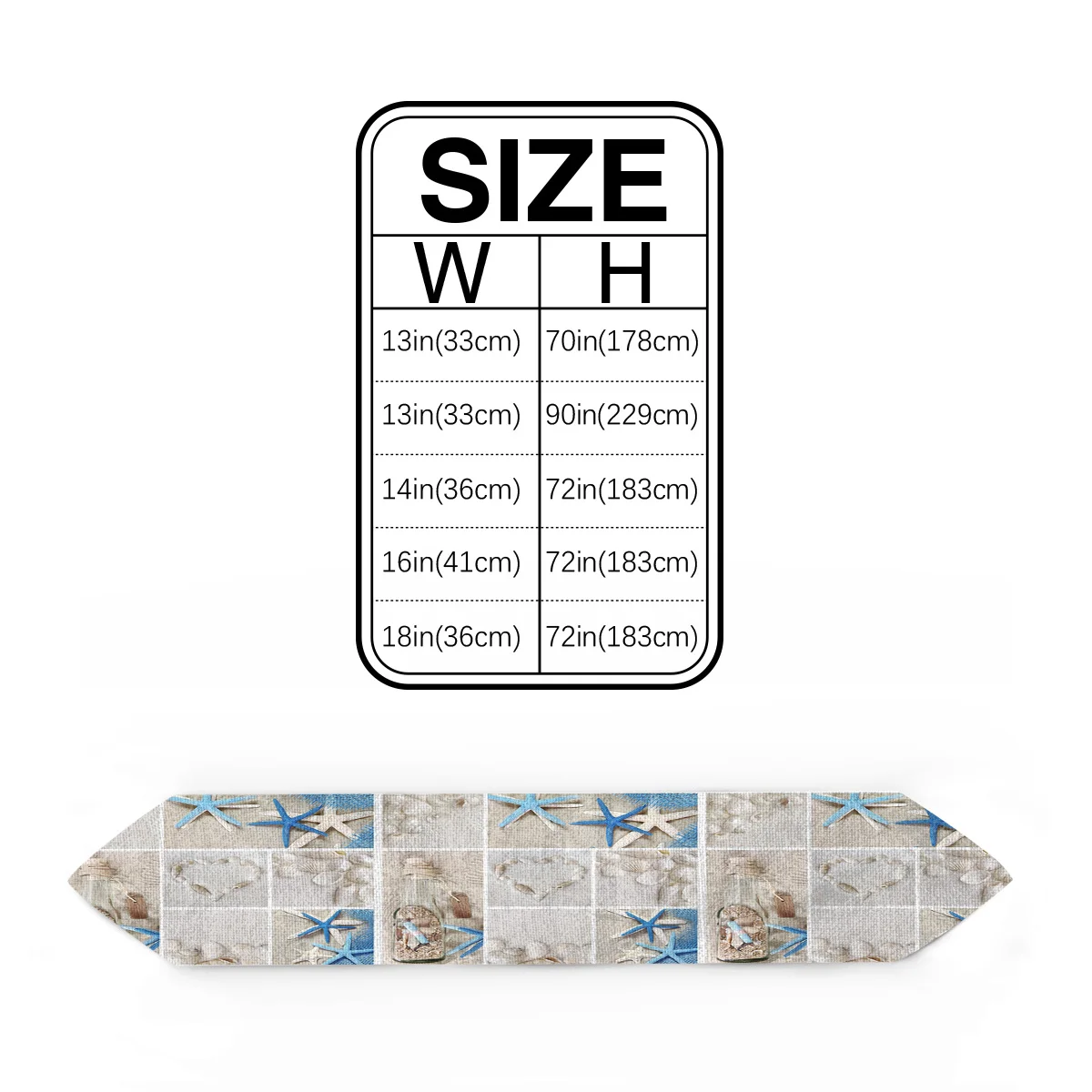 Modern Table Runner Beach Shell Drifting Bottle Print Runners for Wedding Party Home Decorations Picnic Dining Cover |