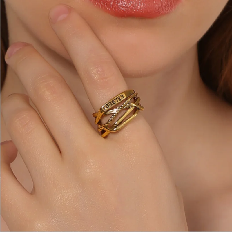 

New Hiphop/Rock Metal Geometry Circular Punk Rings Set Opening Index Finger Accessories Buckle Joint Tail Ring for Women Jewelry