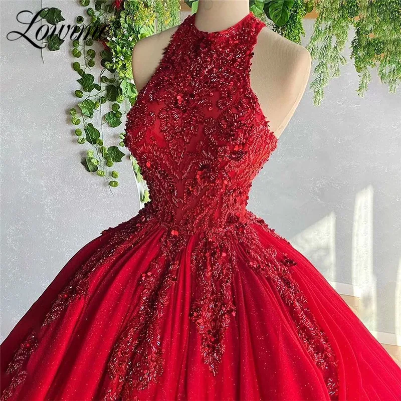 Red Carpet Long Celebrity Dresses 2021 Heavy Beaded Puffy Prom Dresses Arabic Dubai Evening Dress Robes Customized Party Gowns