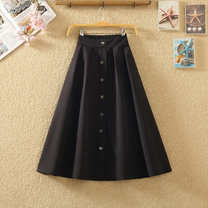 Винтажная Юбка миди на пуговицах спереди трапециевидная юбка с высокой талией