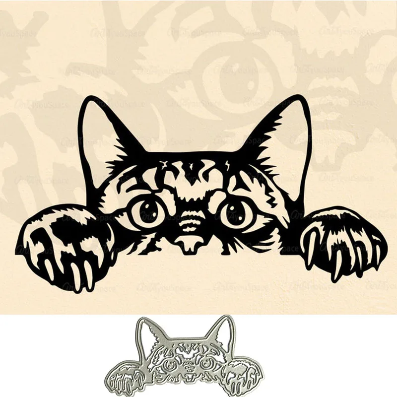 

MISS VINTAGE Animal Peeking Cat Metal Cutting Dies Scrapbooking New 2021 Decorative Embossing Papercard Making Crafts Die 2021