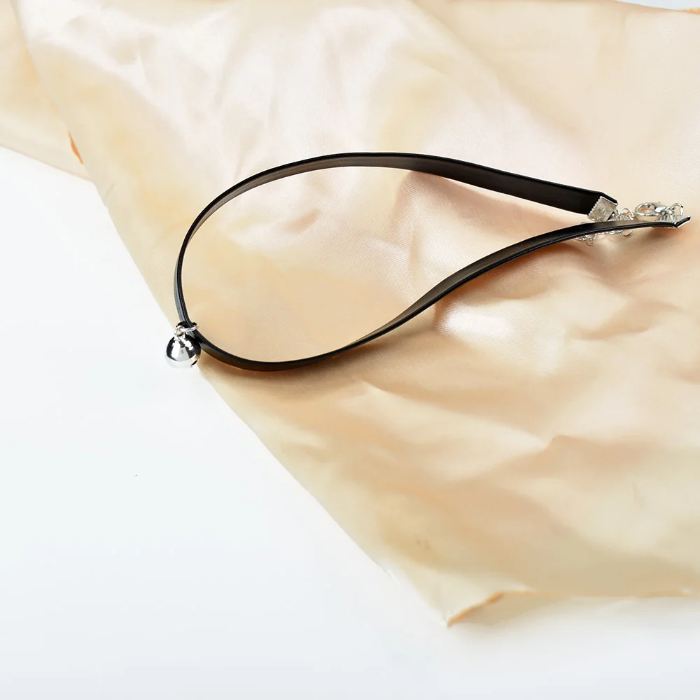 Женское кожаное колье черное ручной работы в готическом стиле - купить по