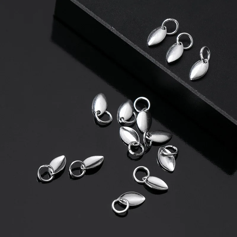 MEETSOFT 5pcs/lot 925 Sterling Silver Geometric Oval Charms Special of DIY Necklace Accessory chic Jewelry Making Findings | Украшения и
