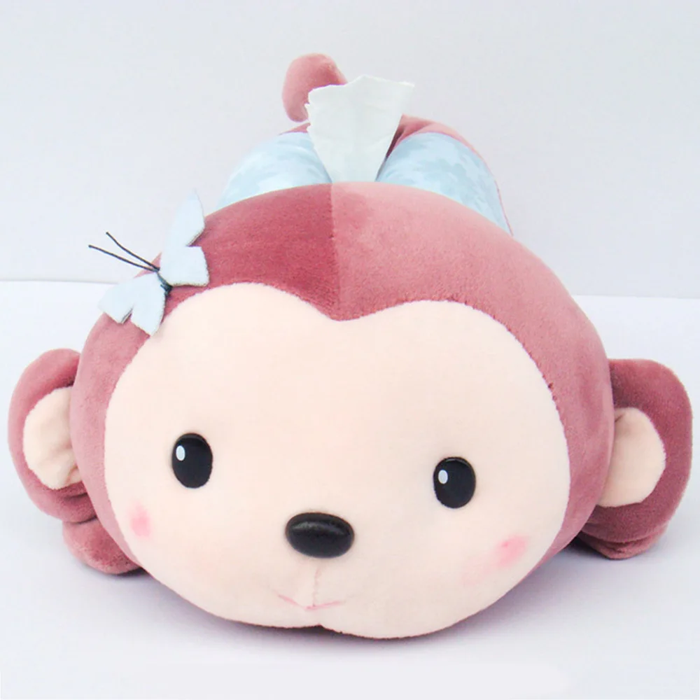 

Tissue Box Holder for Car Armrest Box Cute Monkey Removable Tissue Box Cover Paper Napkin Seat Back Organizer