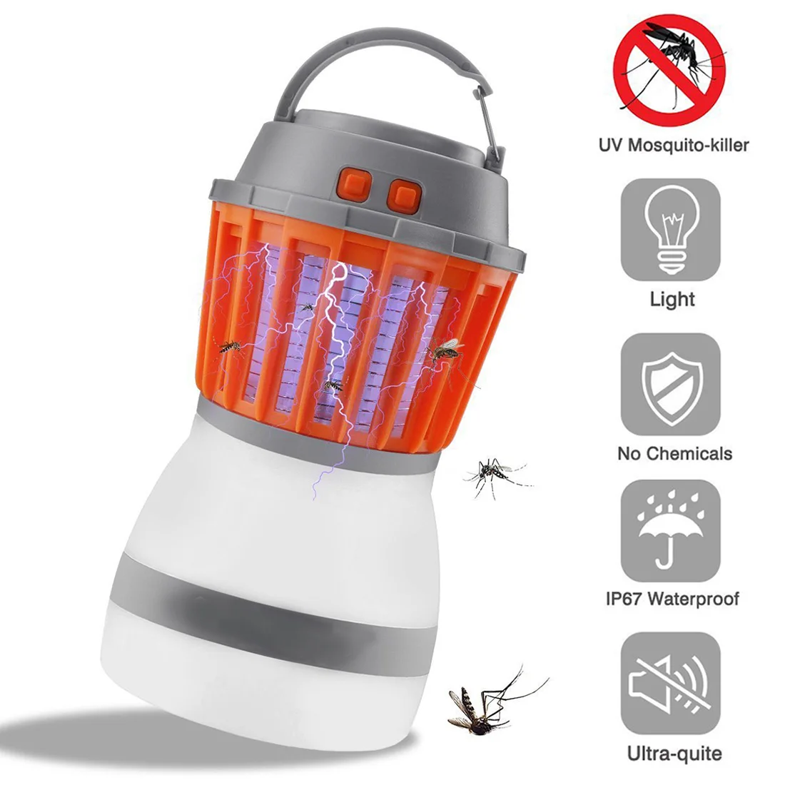 

Outdoor Solar Mosquito Killer Lamp Bug Zapper Trap Camping Lantern 2in1 Portable USB Anti Mosquito Fly Insect Killer Tent Light